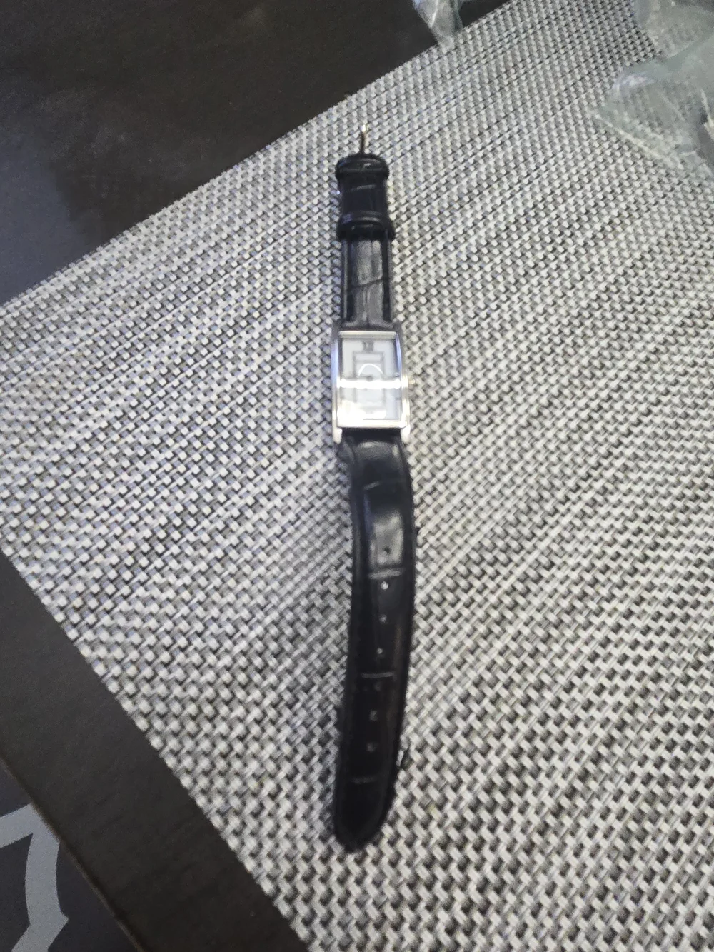 Classic Black Leather Strap Rectangular Watch. Have 2 Of Same For Sale.